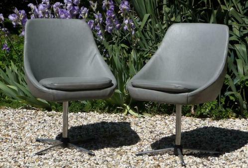 2 LÜBKE fauteuils coquilles Vintage 60'S Pivotant, Maison & Meubles, Fauteuils, Utilisé, Métal, Autres matériaux, 50 à 75 cm, Moins de 75 cm