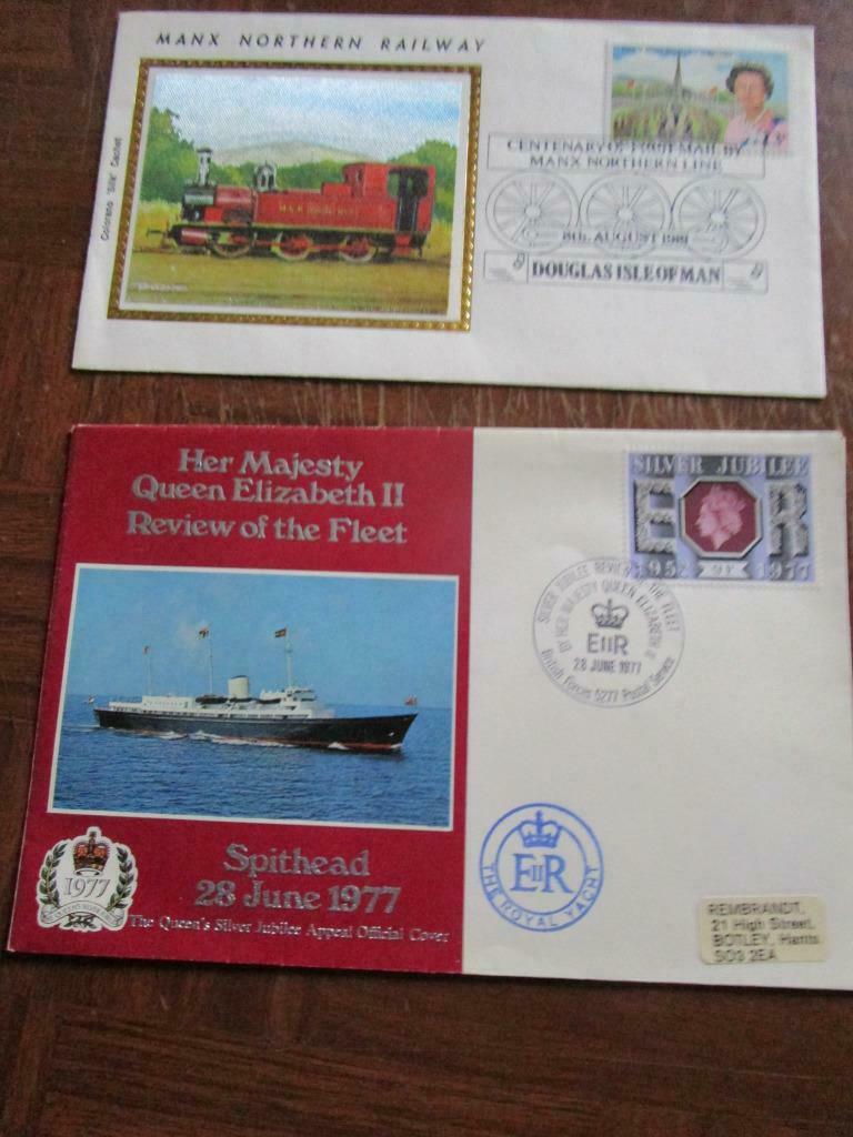 4 enveloppes Elisabeth II, Oblitéré, Affranchi, Avec enveloppe, Maison royale