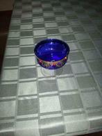 blauwe kelk met bladgoud en bloedkoraal, Antiquités & Art, Antiquités | Verre & Cristal, Enlèvement