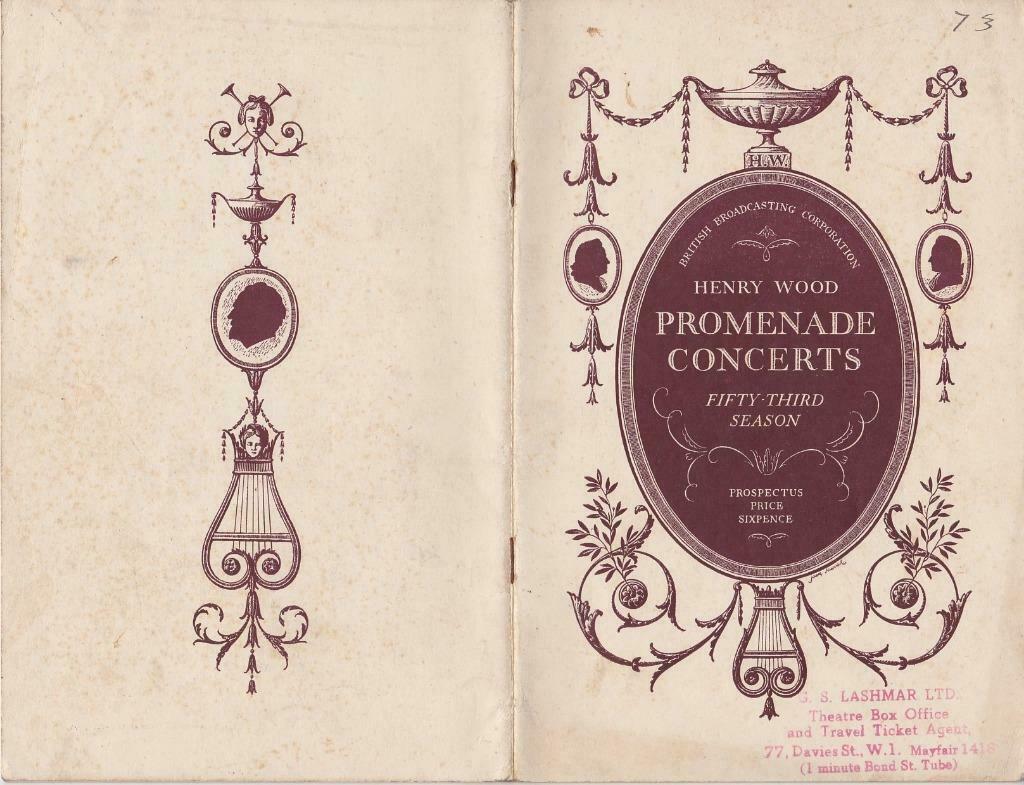 BBC Promenade Concerts fifty-third season Prospectus, Gelezen, Ophalen of Verzenden, Overige onderwerpen, Henry Wood