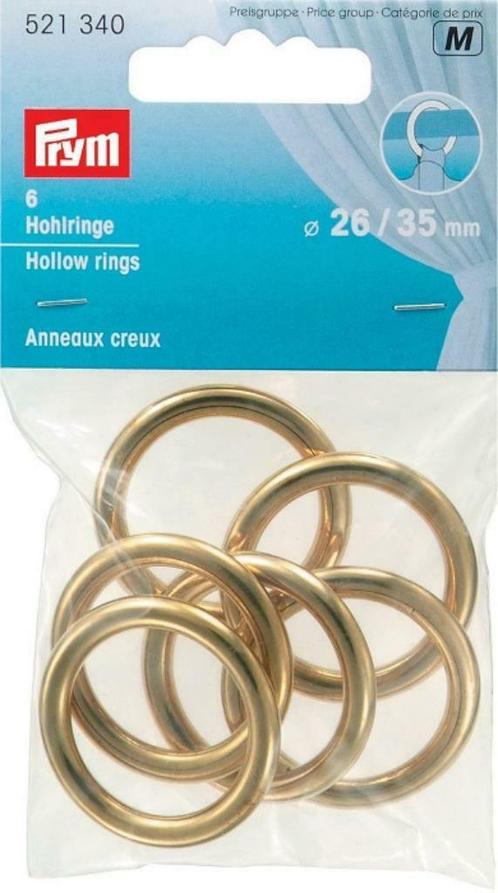 set van 6 holle ringen 26 / 35 mm Prym 521340, Hobby en Vrije tijd, Naaien en Fournituren, Nieuw, Ophalen of Verzenden