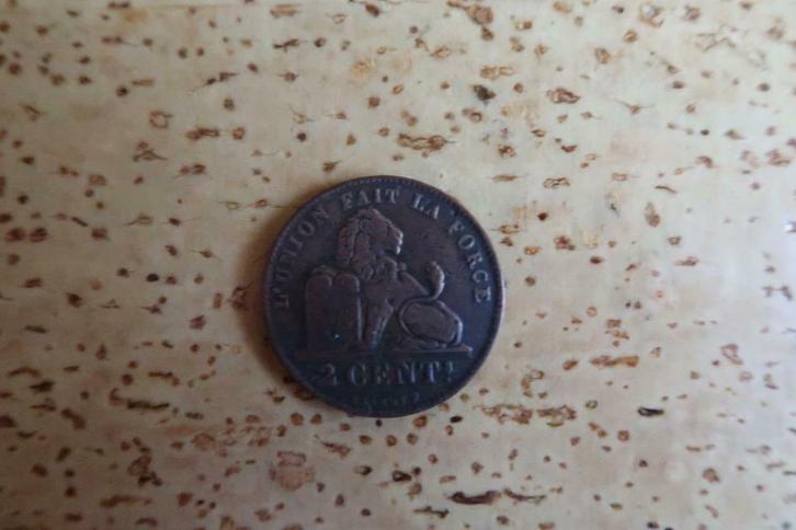 Munten : Koning Leopold II – 2 Centimes, Postzegels en Munten, Munten | België, Losse munt, Ophalen of Verzenden