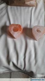 2 bougeoirs  en pierre de sel en forme de coeur neuf, Neuf
