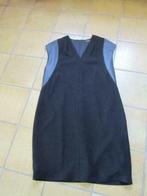 Giovane zwarte jurk met leder  maat B. 42 - I.46 - NL.40, Comme neuf, Noir, Giovane, Taille 42/44 (L)