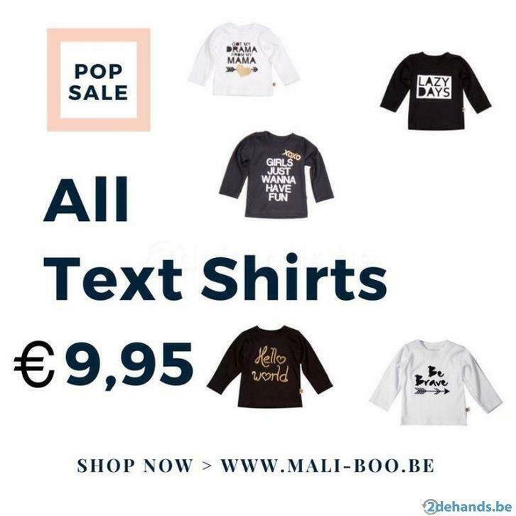 Text shirts zwart of wit NIEUW!!!, Kinderen en Baby's, Kinderkleding | Maat 92, Nieuw, Jongen of Meisje, Shirt of Longsleeve, Ophalen of Verzenden