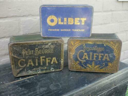 Anciennes Boîtes publicitaires- Biscuits Olibet et Caïffa, Collections, Boîte en métal, Biscuits, Enlèvement ou Envoi