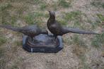 Koppel bronzen fazanten op marmeren voet, Brons, Ophalen