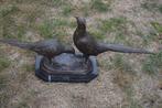 Couple de faisans en bronze sur socle en marbre, Bronze, Enlèvement