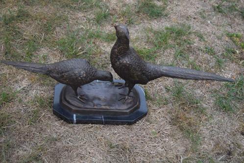 Couple de faisans en bronze sur socle en marbre, Antiquités & Art, Antiquités | Bronze & Cuivre, Bronze, Enlèvement