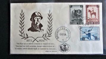 FDC 2e OORLOG- KONING ALBERT I MET HELM(ERG ZELDZAME COVER)., Timbres & Monnaies, Enlèvement ou Envoi, Affranchi, Autres thèmes