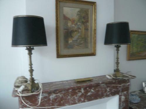 Lampadaires (2) en laiton belle cape noires., Maison & Meubles, Lampes | Lampadaires, Utilisé, Moins de 100 cm, Autres matériaux