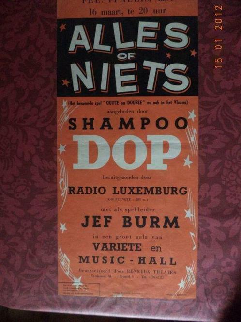 affiche: ''feestpaleis aalst - alles of niets'' met jef burm, Verzamelen, Posters, Gebruikt, Ophalen of Verzenden
