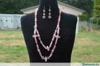 roze kralen ketting met oorbellen, Handtassen en Accessoires, Kettingen, Ophalen of Verzenden, Nieuw, Roze, Kunststof