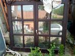 houten raam trippel glas 226,5 * 148 hardhout Andere verkoch, Doe-het-zelf en Bouw, Gebruikt, Raamkozijn, 150 tot 225 cm, Inclusief glas
