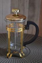 Koffiepot in glas met goud hoogte 19 cm doorsnee 9 cm, Glas, Overige typen, Overige stijlen, Gebruikt
