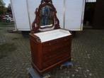 ANTIEKE MACHONIEHOUTEN COMMODE MET SPIEGEL, Antiek en Kunst, Ophalen of Verzenden