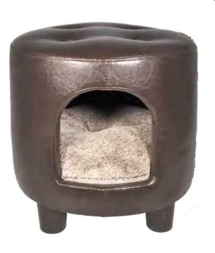 Slaaphuis-Poef Kunstleder Gwen Bruin, Dieren en Toebehoren, Katten-accessoires, Nieuw, Ophalen