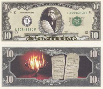 USA 10 US Dollar 'Ten Commandments' - Moses - NEW - Crisp, Envoi, Amérique du Nord, Billets en vrac