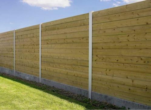 Afsluitingen in hout met aluminium palen, Doe-het-zelf en Bouw, Hout en Planken, Nieuw, Plank, Grenen, Minder dan 200 cm, 25 tot 50 mm