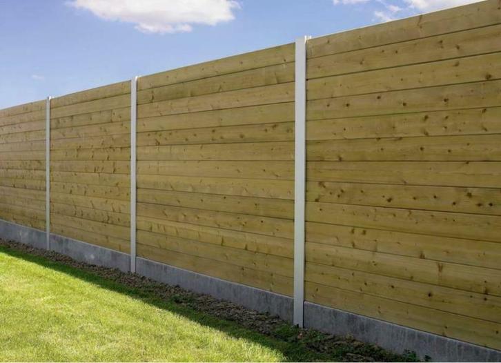 Afsluitingen in hout met aluminium palen, Doe-het-zelf en Bouw, Hout en Planken, Nieuw, Plank, Grenen, Minder dan 200 cm, 25 tot 50 mm