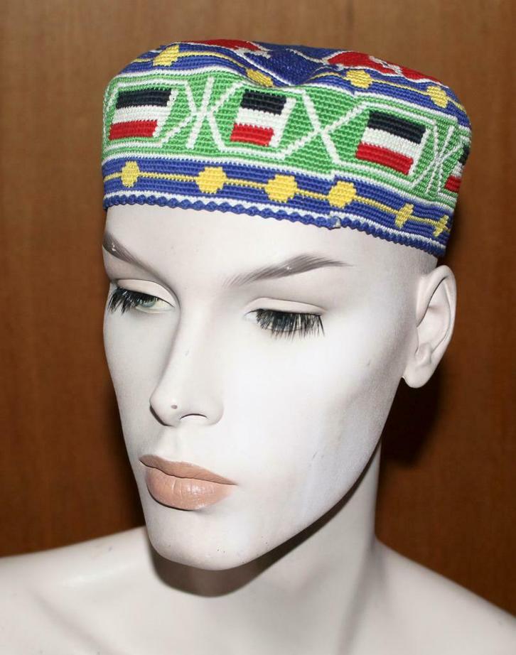 Gehaakte etnische hoofdtooi, Kleding | Dames, Hoeden en Petten, Zo goed als nieuw, Hoed, 55 cm (S, 6⅞ inch) of minder, Ophalen of Verzenden