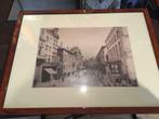 Notenwortelhout kader 40X32 Stads zicht meir antwerpen, Antiek en Kunst, Ophalen