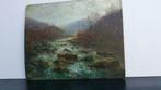 Olieverf op paneel "rivierlandschap Ardennen" Alfred Bastien, Ophalen of Verzenden