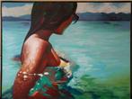 Girl in andaman sea 120x90cm, Antiek en Kunst, Kunst | Schilderijen | Modern, Ophalen of Verzenden