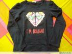 Billieblush, zwart T-shirt lange mouw " I am brillant", Garçon ou Fille, Chemise ou À manches longues, Utilisé, Enlèvement ou Envoi