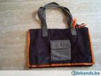 Donkerbruine tas met oranje afgewerkt, Handtassen en Accessoires, Tassen | Damestassen, Ophalen of Verzenden, Nieuw, Beige