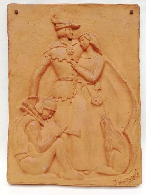 Frans Everaerts - terracotta plaquette - Tijl Uilenspiegel, Antiek en Kunst, Curiosa en Brocante, Ophalen of Verzenden