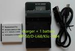 Chargeur USB LCD + 1 batterie NP-50/D-Li68/Klic-7004 1200mAh, Enlèvement ou Envoi, Neuf