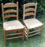 Lot de 4 petites chaises rempaillées en chêne, en bon état, Maison & Meubles, Chaises, Autres matériaux, Quatre, Brun, Chêne