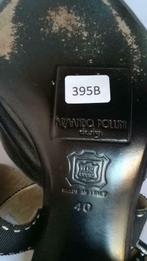 395B* POLLINI jolies sandales noires 3x cuir (40), Comme neuf, Noir, Envoi, Sandales et Mûles