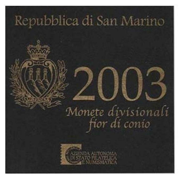 BU set San Marino 2003 Blister - 1 cent tm 2 euro + 5 euro, Postzegels en Munten, Munten | Europa | Euromunten, Setje, Overige waardes