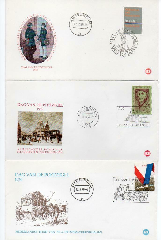 Nederland dag van de postzegel nr 1 tm 11, Timbres & Monnaies, Timbres | Pays-Bas, Affranchi, Après 1940, Envoi