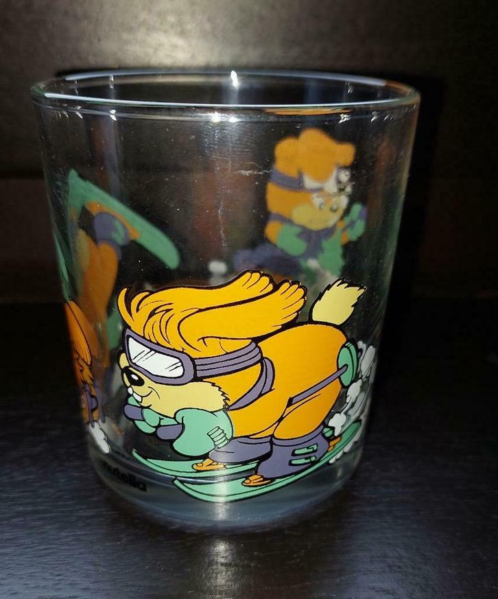 Nutella glas glas bechierre 1997 Ski Bunnies (3), Verzamelen, Verrassingseieren, Zo goed als nieuw, Overige typen, Ophalen of Verzenden
