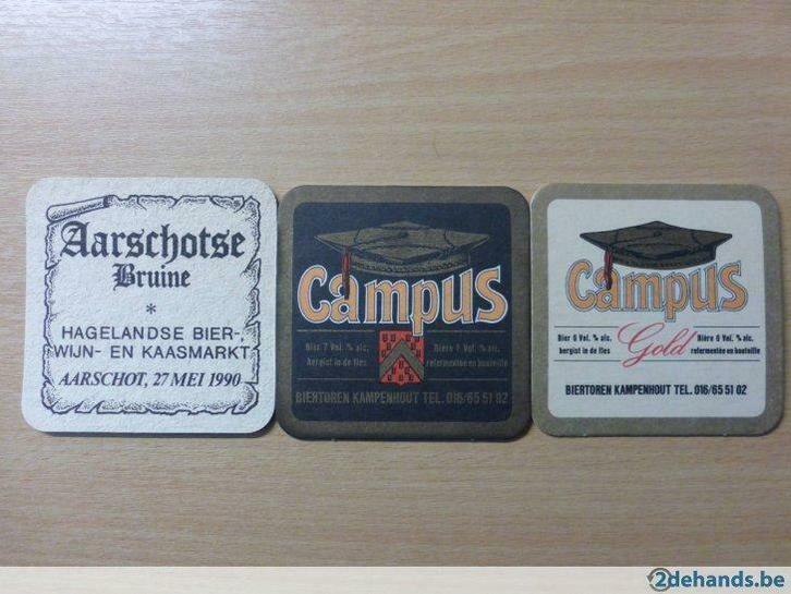 3 oude bierviltjes  brouwerij biertoren  campus, Verzamelen, Biermerken, Gebruikt, Ophalen of Verzenden