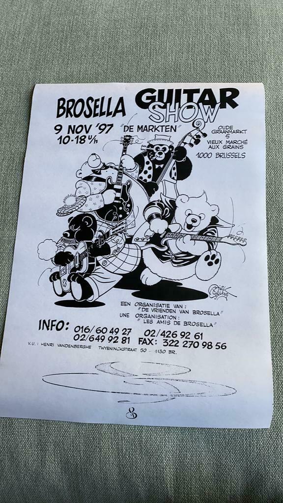 Dirk stallaert A3 affiche guitar and bear show 1997, Ophalen, Nieuw