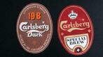 2 oude fluwelen stickers Carlsberg bier Special Brew en Dark, Nieuw, Verzenden