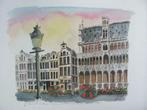 Originele aquarel BRUSSEL, Ophalen of Verzenden