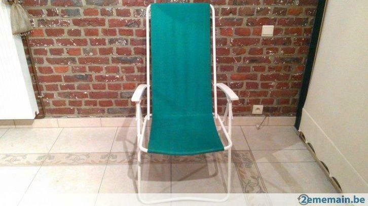 Relax en fer et toile verte., Jardin & Terrasse, Ensembles de jardin, Utilisé, Enlèvement