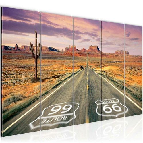 Canvas schilderij 5 luik Route 66 220 x 80 cm, Maison & Meubles, Accessoires pour la Maison | Peintures, Dessins & Photos, Neuf
