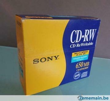 5 CD-RW à graver ReWritable 650Mb SONY Multi Speed 1x 2x 4x, Informatique & Logiciels, Enlèvement ou Envoi, Neuf, Cd, Réinscriptible