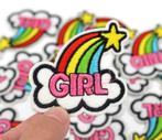 Regenboog girl strijkplaatje patch kinderen - 50 x 65 mm, Kinderen en Baby's, Verzenden, Nieuw, Meisje