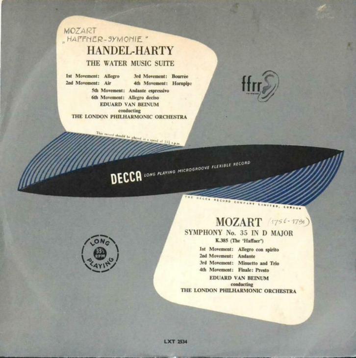 LP Handel Harty Mozart E Van Beinum London Phil Orch 1950, Cd's en Dvd's, Vinyl | Klassiek, Gebruikt, Barok, Orkest of Ballet