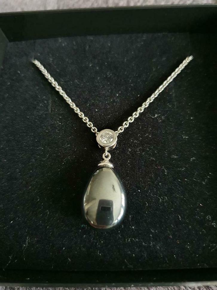 Nieuwe zilveren halsketting van Nona, Handtassen en Accessoires, Kettingen, Nieuw, Zilver, Zilver, Met hanger, Met kristal, Verstelbaar