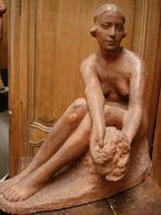 LOUIS DUBAR Gent art deco terracotta grote baadster naakt, Antiek en Kunst, Ophalen