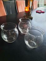 Set glazen vaasjes met kartelrand, Antiek en Kunst, Ophalen of Verzenden