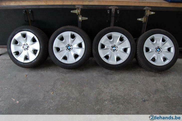 115_  4x (SET) BMW velgen + wieldeksels +RUNFLAT merkbanden, Auto-onderdelen, Banden en Velgen, Velg(en), 16 inch, 195 mm, Gebruikt